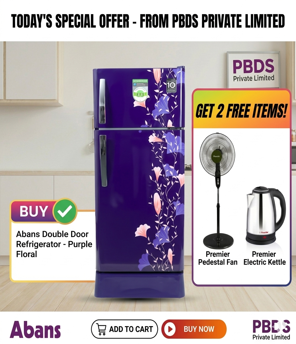 Abans 190L Defrost Green Pro Refrigerator - R600 Gas (Blue Floral) - ABLGPRO-205DD