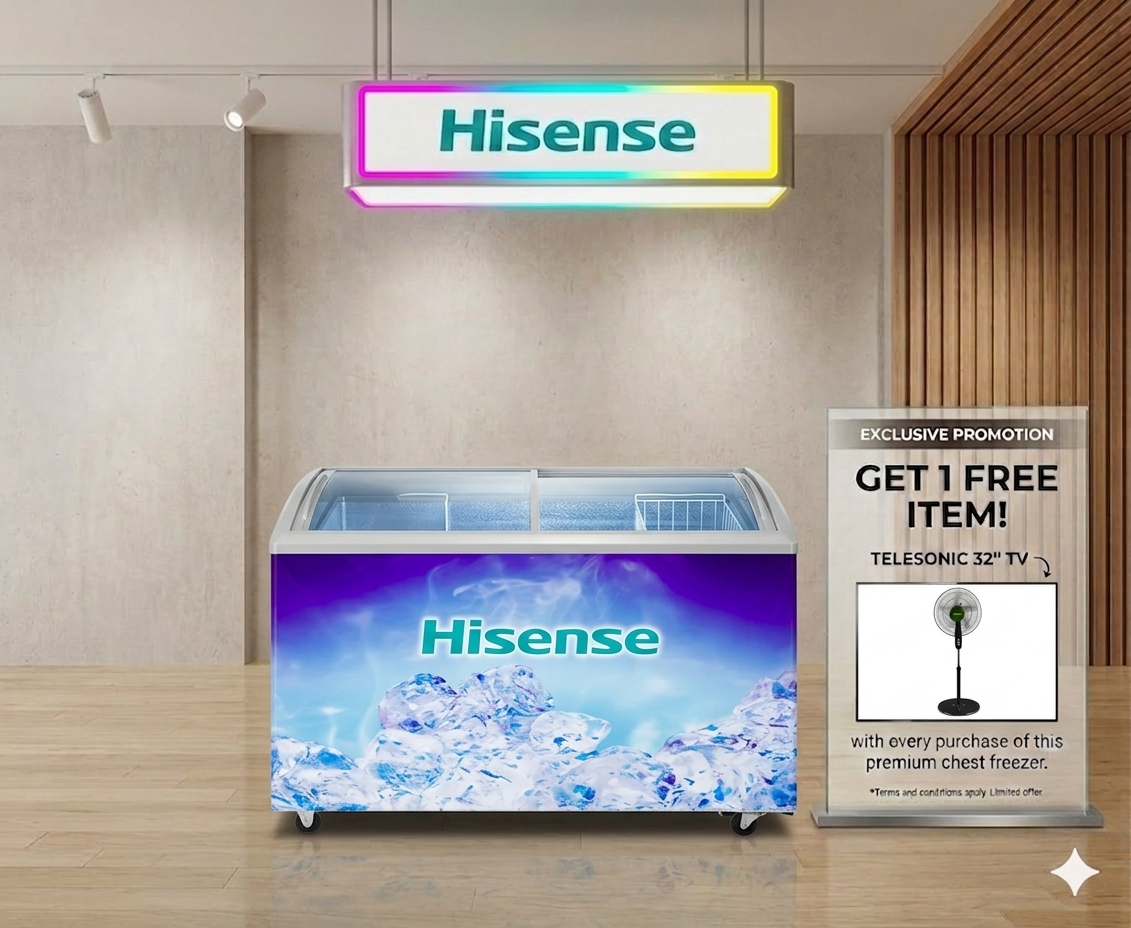 Hisense 353L Glass Top Display Freezer