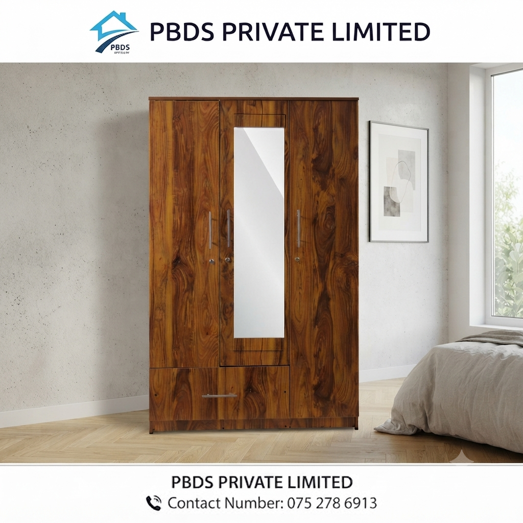 PBDS Wardrobes 5s 6x4 - 16 inch 3 Door (With Mirror) - Killer MW5S36416M