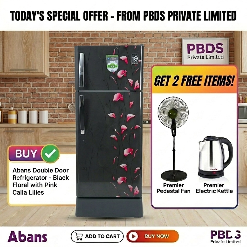 Abans 190L Defrost DD Refrigerator - R600 Gas (Gray Floral) - ABLGPRO-205DD