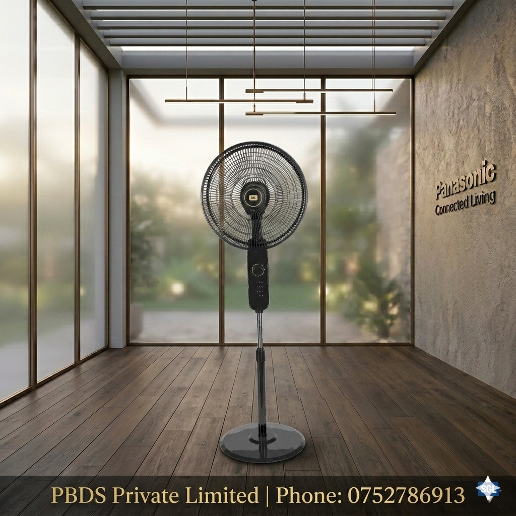 SGL 16 inch Anti-Rust Stand Fan A32C – Timer Function, Copper Motor, Black Finish SGLCABB03