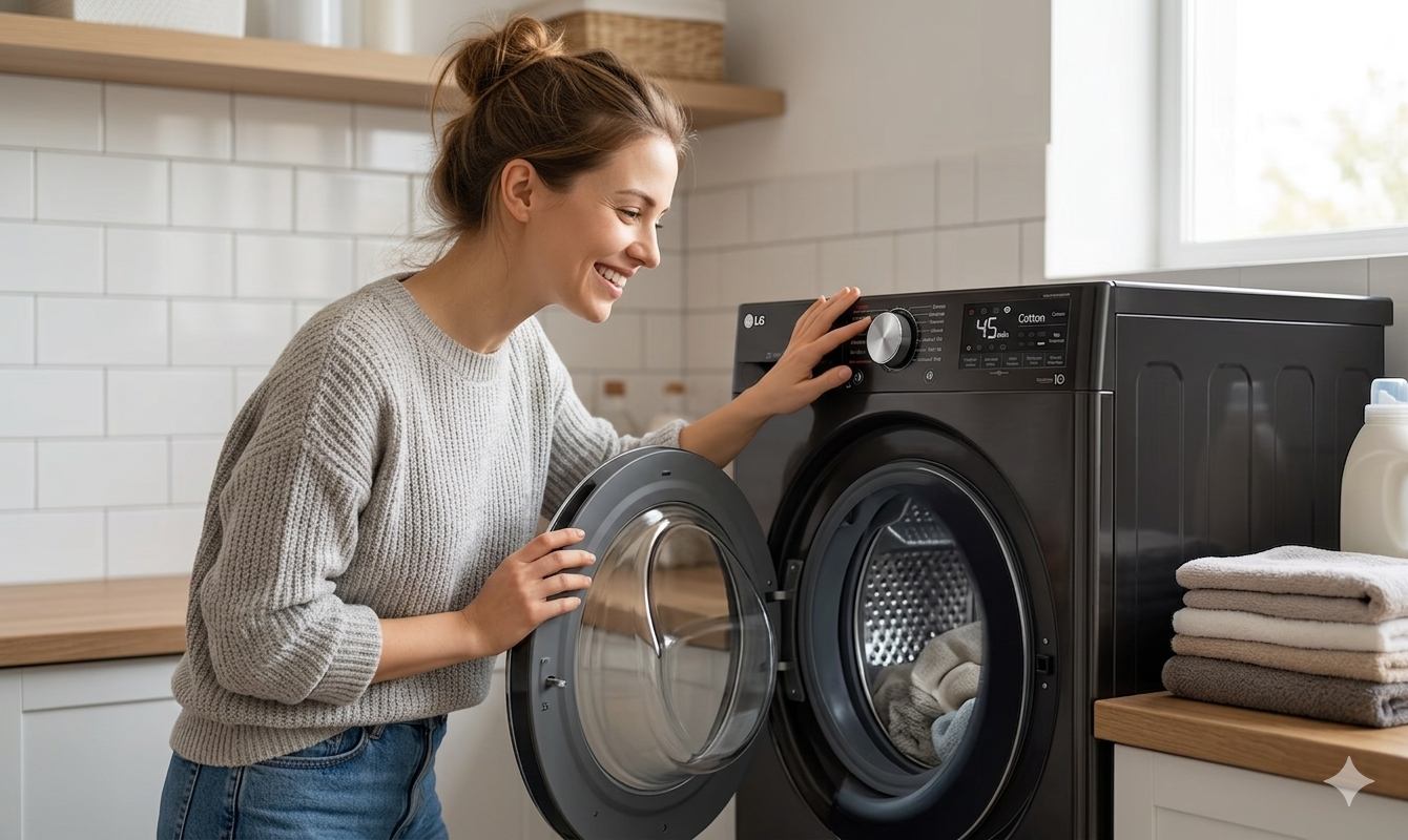 LG 11/7KG Front Loader Inverter Washer Dryer - Black FV1411H2B thumbnail 2
