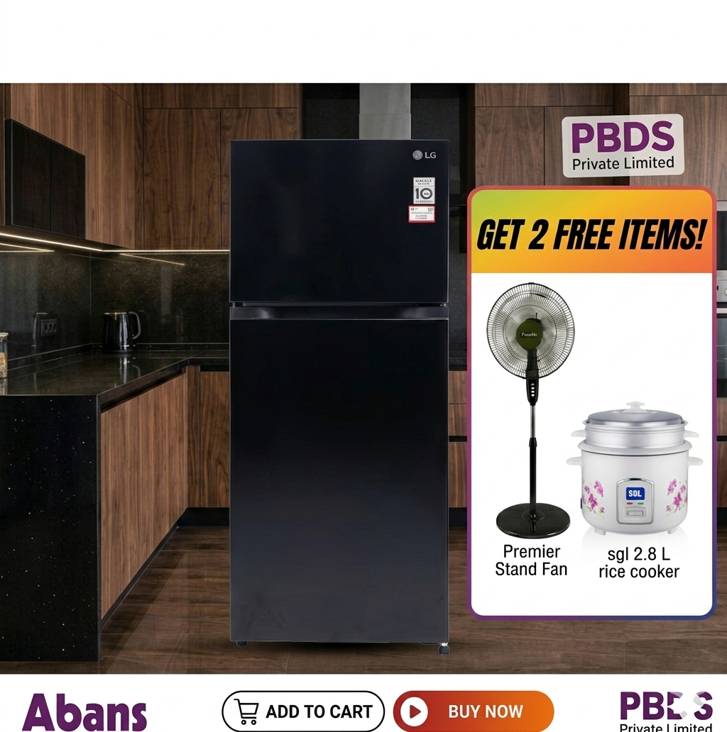 LG Inverter Refrigerator Double Door 238L - Onyx Black GL-M250BOBI
