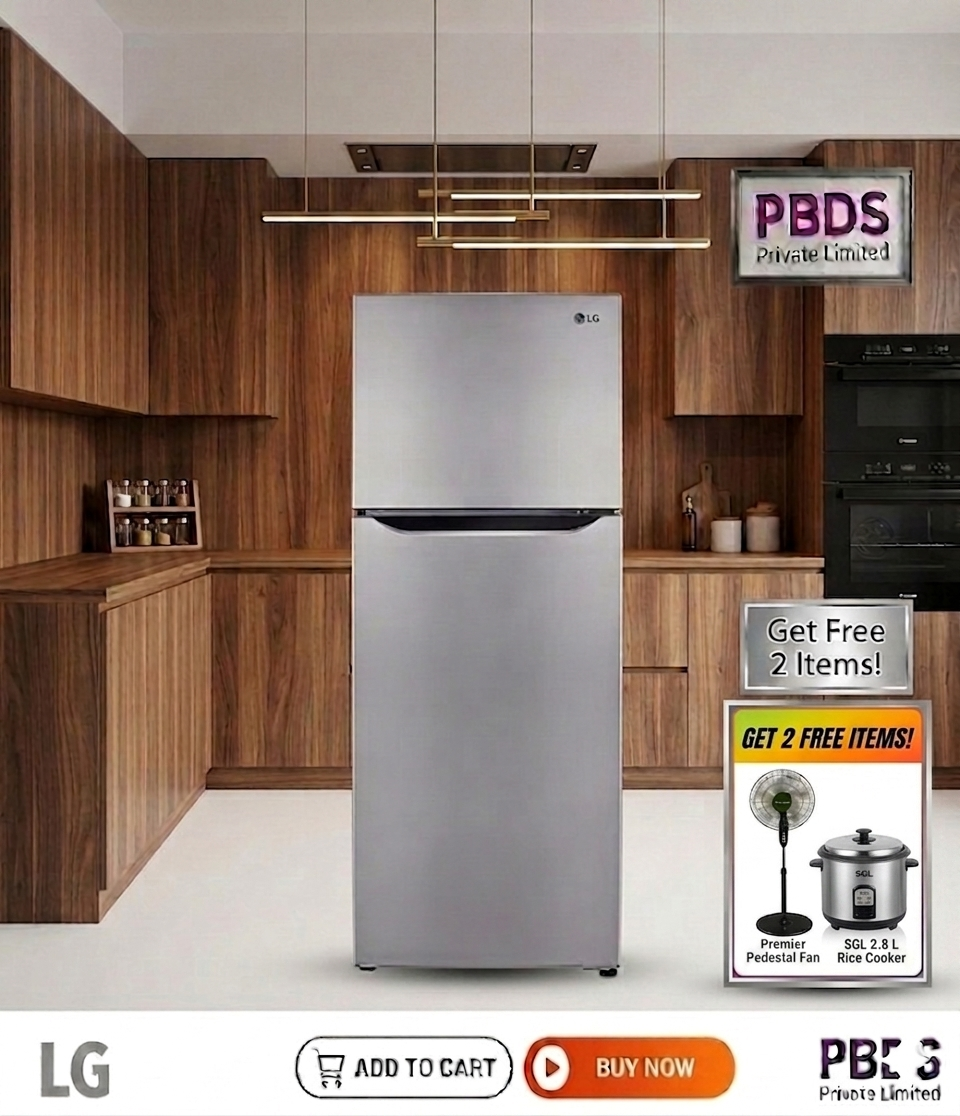LG 260L Smart Inverter Refrigerator - Shiny Steel - GL-K272SLBB